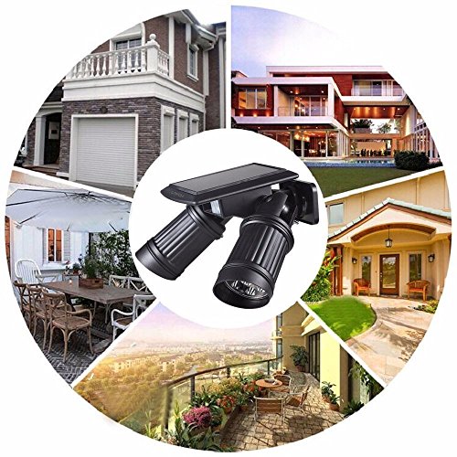 Wiederaufladbare LED Solarleuchte,Drillpro 1000 Lumen IP44 LED wasserdichte wandleuchte,outdoor super helle LED Solarlampe mit Doppel einstellbar Drehwinkel-Design für Garden Terrasse,Hof. schwarz - 5