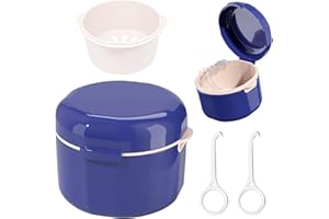 BORISCA Custodia Porta Apparecchio Denti con Cestino Rimovibile, Contenitore per Protesi Ddentarie, Scatole per Protesi Dentali con 2 Strumento per Rimozione Allineatori, Scatola Ortodontica (Blu)