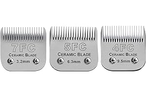 BESTBOMG 3 unité Lame de Rechange pour toilettage de Chiens,Compatible avec Les séries Heiniger/Moser Max45/Andis/Oster A5 Tondeuse pour Chien,Taille 3,2mm-9.5mm Longueur de Coupe