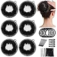 GEPAS 6Pcs Bun Hair Nets Set Lace Elastic Mesh Bun Cover with Adjustable Drawstring Hair Accessories with U Shaped Hair Pins for Hair Fixing Ballet Dancer Bank Clerk Nurse Skater Waiter (Black)