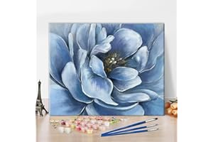 SHIXPIOV Malen nach Zahlen für Erwachsene und Kinder-Blühende Blumen, Anfänger DIY blaue Blume Muster Ölgemälde auf Leinwand Wanddekoration mit Pinseln Acryl-Pigment für Home Living Room Decor 40x50cm