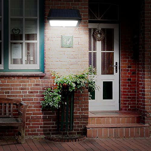 Solar Aussenleuchte, CroLED Solarleuchte 35 LED Außenwandleuchte Solar Wandleuchte 4000mAh Solar Gartenleuchten 4 Modi mit Bewegungsmelder Solarlampen mit 180° Weitwinkel - 3