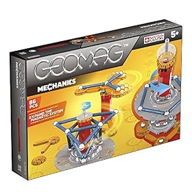 Geomag – Mechanics – Extension Système Magnétique – 86 Pièces-Circuit de Construction Magnétiques & Mécaniques pour Enfants dès 5 Ans – 24 Billes, 18 tiges, 44 pièces spécifiques- Fabriqué en Suisse