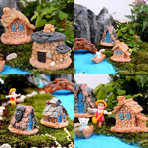 Ailiebhaus 4xFairy Garden fee Garten Miniature Steinhaus Garten Dekoration - 2