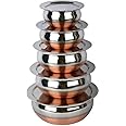 Dealdona Stainless Steel Copper Bottom Handi/patila/Pot Biryani Punjabi Handi Set with Lid (5 Pieces Set)