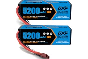 DXF 3S Lipo Battery 5200mAh 11.1V 60C RC Battery Hard Case with Deans Connector for RC Car Boat Truck Helicopter Airplane Racing Models(2 Pack)