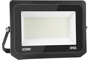 bapro 300W 30000LM Lumières Extérieures 6500K Projecteur LED Ultra Mince Spot LED Extérieur Projecteur LED Extérieur Blanc Froid Lampe Projecteur IP65 Etanche Câble 0.75M