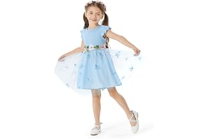 PATPAT Vestito Bambina: Elegante Abito da Bambina Tulle, Abiti da Principessa con Ricami a Fiori, tutù Abitini per Festivo, Matrimonio Compleanno 2-10 Anni, Taglie 83-140 CM