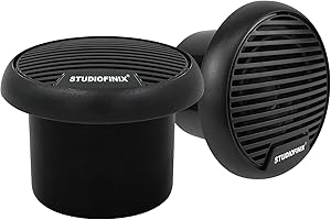 STUDIOFINIX 3-Zoll-Wasserdichtes Wetterfeste Koaxial-Bootssprechersystem Marine-Stereo Outdoor-Lautsprechersystem-Set für Auto, Van, Lastwagen, Traktor, Caravan, Wohnmobil (Schwarz)