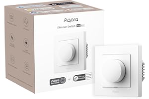 Aqara Regulador de Luz H2 UE, Thread/Zigbee, 2 en 1 Neutro, 1 Elemento 1-Vía, 200 W, Luces LED/CFL/Incandescentes/Halógenas/ELV regulables, Compatible Apple Home, Alexa, Google Home y Matter, Blanco