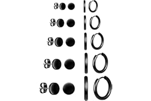 ALEXCRAFT Stainless Steel Hoop & Stud Earrings - Small Men's & Women's Huggie Earrings