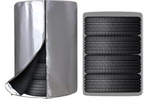 ZATOOTO Torba na opony, wodoszczelna, pyłoszczelna, sezonowa osłona na opony pomieści 4 opony (18/19/20/21/22"), srebrna powłoka 210D Oxford, 80 x 117 cm
