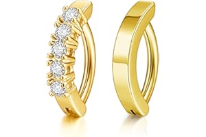 AllerPierce 14G Belly Button Rings for Women Stainless Steel Clicker Belly Button Rings Bars Cubic Zirconia Reverse Curved Navel Barbell Body Piercing Jewelry 2PCS