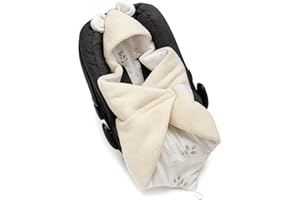 BABEES Coperta imbottita con imbottitura per ovetto, universale, con V caldo Minky VBaby coperta con chiusura in per passeggino, per lettino e lettino in velluto (Boucle Crema)