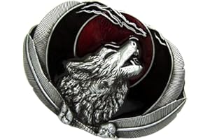 INZOPO Antique Silver Howling Wolf Western Cowboy Metal Belt Buckle Indian Belt Buckle