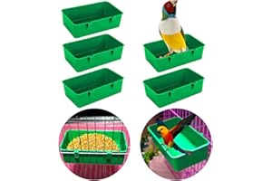 BAANFLY Upgraded 5Pack Birds Cage Cup Food Feeder Holder Tray Bird BathTub Bowl Basin Hanging Birdbath Toy Water Shower Box for Pet Parrot Parakeet Cockatiel Budgie Cage Accessories