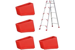 QNENEAM 4 Pcs Non Slip Ladder Feet Covers, Rubber Pad Replacement Step Ladder, 50 x 20 mm Rubber Ladder Feet Covers, Ladder Stabilizers, Anti-Slip Replacement Foot Covers for Home and Industrial Ladders