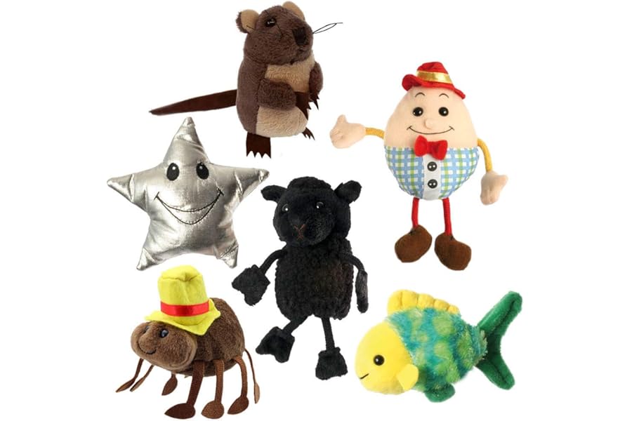The Puppet Company Nursery Rhyme Finger Puppets, Set of 6 - Mini Plush Characters for Children – Interactive Nursery Rhyme Toy Set for Storytelling, Learning, Imagination, Roleplay and Fun Games
