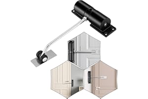 Offfay Door Closer, Automatic Door Closers for Interior Doors, Adjustable Hydraulic Spring Loaded Self Closing Gate Hinge for Weights 20-35kg, with Adjusting Rod and Screws (Black)