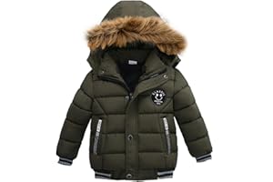 linboo Doudoune Garçon Manteau Hiver Blouson à Capuche Fourrure Chaud Veste Doublure Polaire
