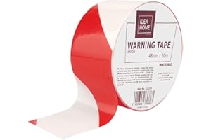 IDEA HOME Nastro Segnaletico in Polietilene LDPE 50 m x 48 mm - Nastro di Sicurezza Rosso e Bianco per Delimitazione di Aree di Sicurezza, Alta Visibilità