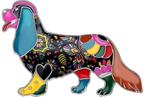 DOWAY Emaille-Legierung Cartoon Cavalier King Charles Spaniel Hunde-Brosche Pin Schmuck für Frauen Teens Revers Schal Abzeichen Dekorationen Geschenk