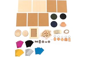 DECHOGA Kit De Material Láser, 11 Tipos De Material Acero Inoxidable Madera De Pino Fabricación De Bricolaje Juego De Material De Grabado Láser CNC Grabador De Cabeza Extensión Láser De Metal De Madera Para C