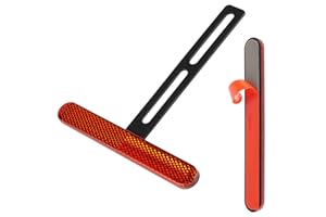 Evermotor Universel Moto E4 réflecteur arrière étroit Rouge avec Long Support en T réflecteur de Plaque d'immatriculation Oeil de Chat Scooter Quad homologué E
