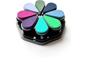 Stemplino® Stempelkissen Set Stempelblume - 8 wasserbasierte Pigmentfarben im Rondell - einzeln entnehmbar - präzises Stempeln für Embossing, Scrapbooking, Bullet Journal (Winter)