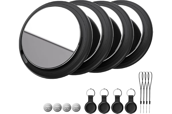 Bnlei Air Tracker Tag Fonctionne avec Apple Localiser Find My (iOS Uniquement) Comprend Batterie de Secours, Traceur d'objets pour Clés, Portefeuille, Bagages, Sacs, Voiture (Noir, Lot de 4)