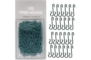 Simply Products 100 Bauble Christmas Tree Hooks - Green Ornament Hooks & Mini Hangers for Tree, Wreath & Vine