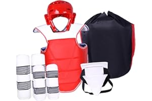 Ronyme Conjunto de Equipo de protección de Taekwondo para Uso Masculino, Protector de piernas y Brazos, Ropa de Karate, Uniforme de Taekwondo para gimnasios