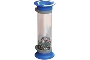 Glasdon C-Thru 10L Battery Collection Tube (4 Colours) – Transparent Battery Recycling Bin – 10 Litre Polycarbonate Battery Recycling Tube (Blue without Graphics)