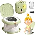 BIGTHREE Toddler Baby Potty Toilet, 3 in 1 Folding Little Pottys, Portable Travel Potty Chair, Children's Toilet Trainer Ring, Children's Car Camping Bedpan(Green)