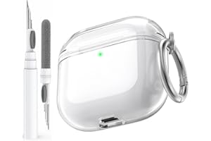 AhaStyle Clear Airpods 4 Custodia Cover con Kit di Pulizia Morbido TPU Pelle Protettiva Coperture Progettato per Apple AirPods 4a Generazione 2024 Supporto Custodia Ricarica USB-C e Ricarica Wireless