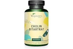 ‎VEGAVERO Cholin Bitartrat Kapseln | Hochdosiert: 1400 mg Cholin-Bitartrat pro Tag | 4 Monate Vorrat | Deutsche Produktion | Laborgeprüft | Ohne Zusätze | 120 Stück | Vegan von Vegavero