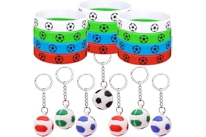 MEZHEN Llaveros Fútbol Pulsera de Silicona Regalo Cumpleaños Decoración Fútbol Pulseras Llavero Recuerdo de Fiesta Niño 24 Pièces