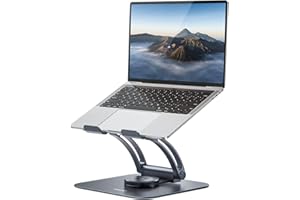 NULAXY Laptop Ständer 360° Drehbarer Basis Laptopständer Höhenverstellbar Notebook Stand mit Heat-Vent MacBook Halterung Schreibtisch für bis zu 22 lbs kompatibel für Allen Laptop Notebook, Grau