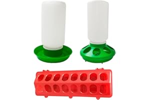 VANDANCOOP 1kg Green Chick Feeder and Waterer Set 1L Plastic Chicken Automatic Drinkers Gravity Fed For Small Poultry Pigeon Coop Food Dispensers Green Feeders Trough