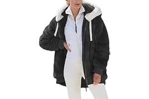 HAOLEI Sweat Polaire Femme Chaude ZippéE Veste à Capuche Manteau Cardigan Teddy d'hiver Grande Taille Manche Longue Sweatshirt Hiver Sherpa Manches Longues Blouson Casual Confortable Outerwear