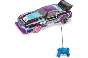Mondo Motors Hot Wheels GT Scorcher, Modelo en Escala 1:24, hasta 8 Km/h de Velocidad, Coche de Juguete para niños 63822, con Luces LED en la carrocería, Color Morado y Azul
