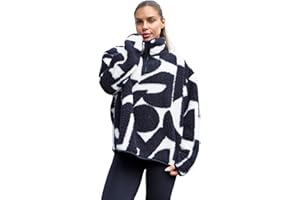 OHS Fleece Pullover Half Zip Women, Gifts for Women Outdoor Clothing Ladies Winter Coats Super Soft Cosy Jumpers Warm Fleece Print Jackets Perfect for Hiking Walking Camping - S/M, L/XL