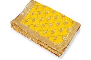 Aksharveda Mata Chunri – Yellow with Decorative Work | Sacred Cloth for Navratri, Durga Puja and Daily Worship | Traditional Pooja Essentials for Home Temple & Spiritual Use
