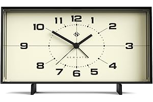 NEWGATE Wideboy - Budzik inspirowany stylem retro - Budzik analogowy - Budzik nocny - Budzik baterii - Cichy budzik - Zegar na biurko - Zegar biurowy (czarny i kremowy)