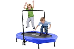 ANCHEER Sports Trampoline pour Deux Enfant Intérieur/Extérieur Mini Trampoline Fitness Pliable avec Poignée Réglable Trampoline Parent-Enfant