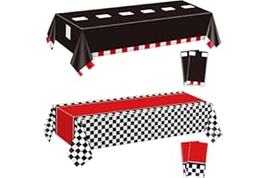 APUXXJUPA 4 tovaglie di compleanno con auto da corsa, impermeabili, a scacchi, per ragazzi e auto da corsa, 2 stili