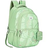 Genie School Backpack For Girls |19 Inch-36 Litres With Laptop Sleeve, Happy Pouch, Three Compartments, |Best for Books, Wate