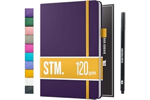 Scribbles That Matter dziennik w kropki, stwórz swój idealny dziennik na bardzo grubym papierze bez przebarwień, notatnik w twardej okładce, wersja pro, B5, 120 g/m², bakłażanowy