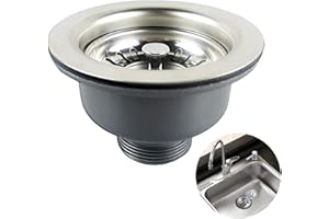 LITEET Sink Collection Stainless Steel Kitchen Sink Basket Strainer Plug Waste with Square Overflow 1½" (Medium)