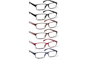 ‎COJWIS COJWIS Lesebrille 6 Pack herren und Damen Qualität Feder Scharnier Blaulichtfilter Leser Brille(6 Farbe Mischen-1, 1.00)